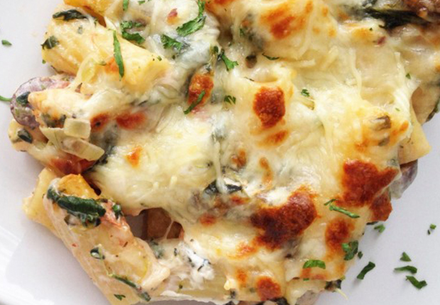 Baked-Spinach-with-Mushroom-and-Cheese-Sauce